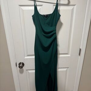 Lulus emerald green ruched Maxi dress- Medium